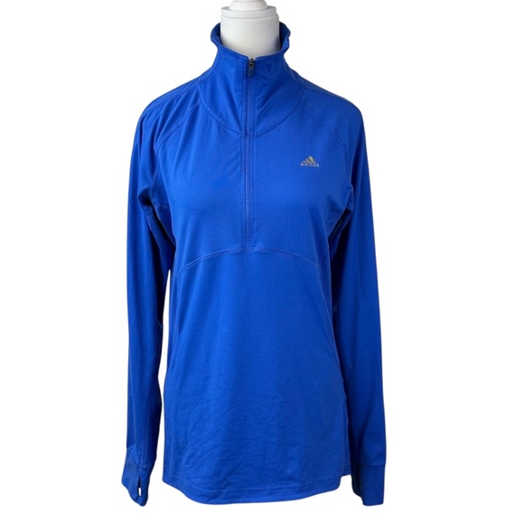 Adidas Climalite 1/4 Zip Royal Blue Performance Top Mock Neck Size Medium - Picture 1 of 8